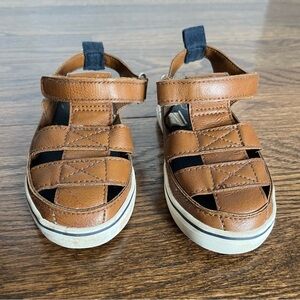 Cat & Jack Brown Summer Sandals Velcro Size 6 GUC